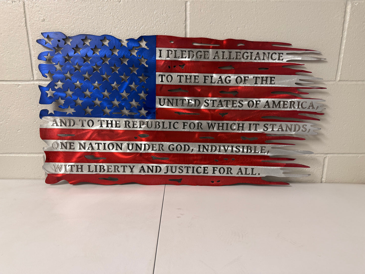 Tattered US Pledge Flag