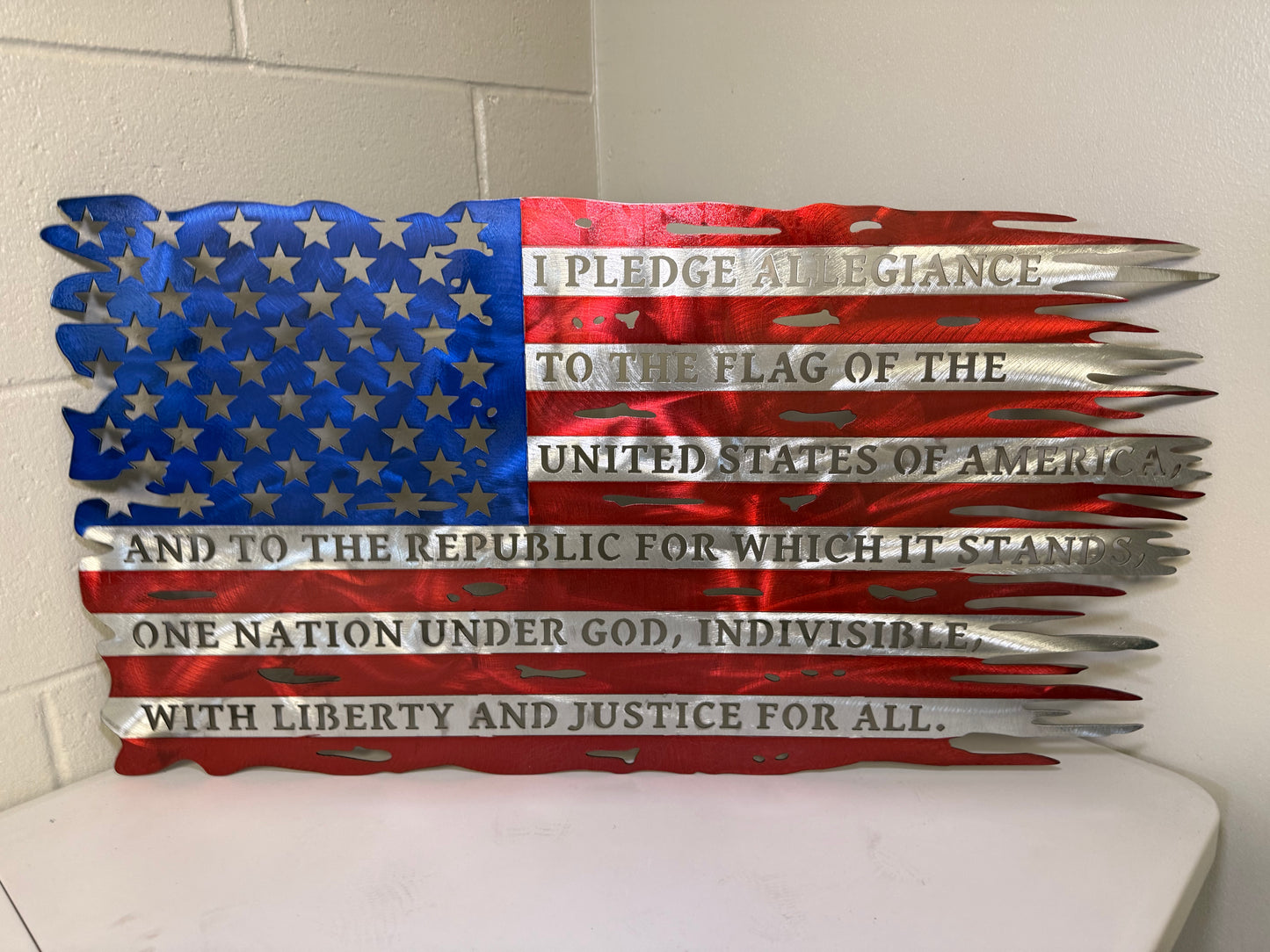 Tattered US Pledge Flag