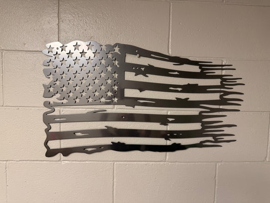 Tattered American Flag Wall Hanging