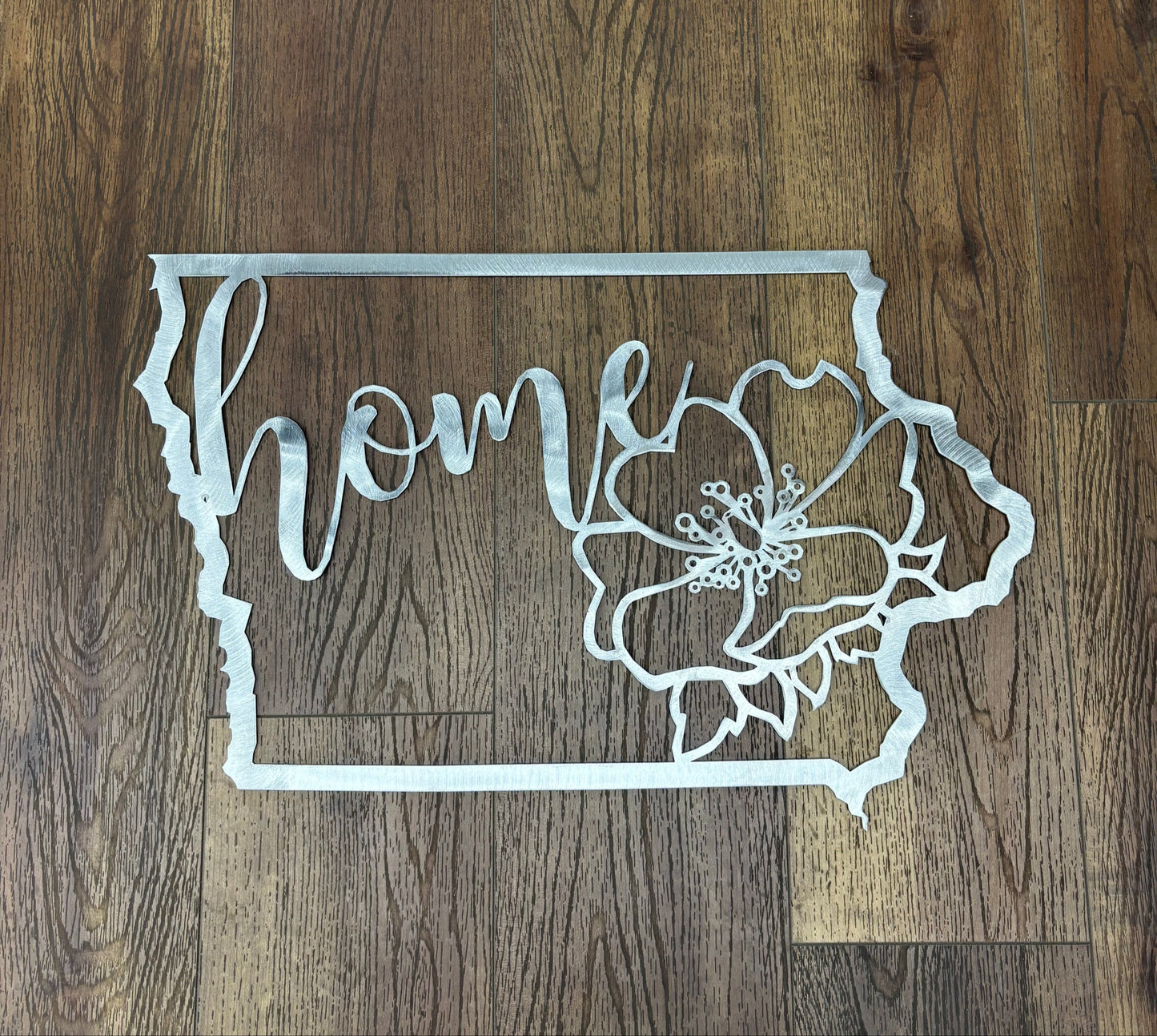Iowa ’Home’ w/ State Flower Wall Hanging No finish Metal Wall Hanging