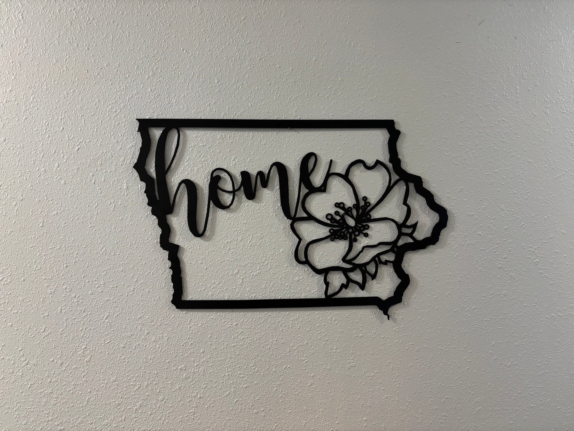 Iowa ’Home’ w/ State Flower Wall Hanging Metal Wall Hanging