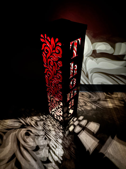 Family Name Column Medium - 29’’ x 7” / Solar light top / Powder coat Garden Column