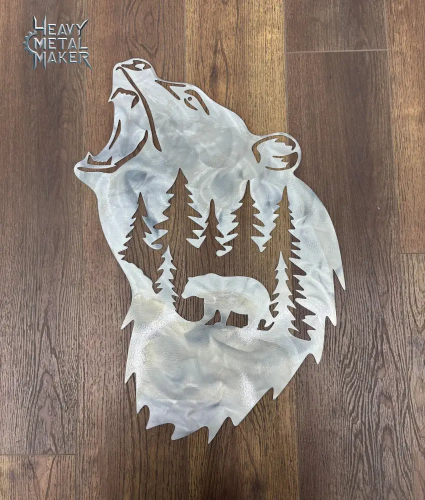 Bear with Trees Wall Hanging Metal Wall Hanging