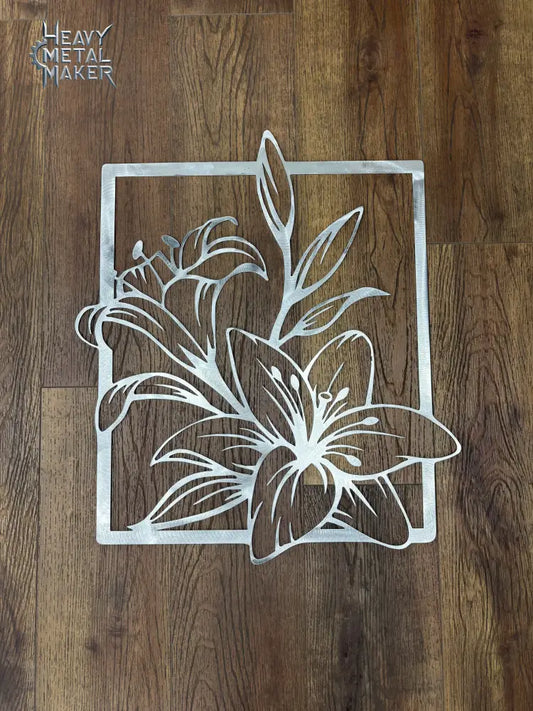 Framed Lilies Wall Hanging Metal Wall Hanging