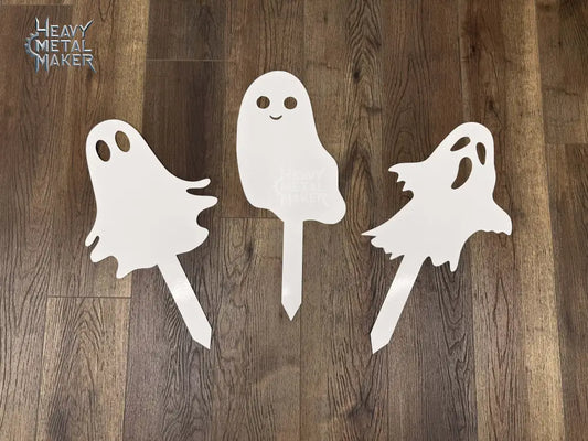 Ghost Garden Stakes Set of all 3 / White (powder coated) Garden Stake