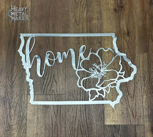 Iowa ’Home’ w/ State Flower Wall Hanging No finish Metal Wall Hanging